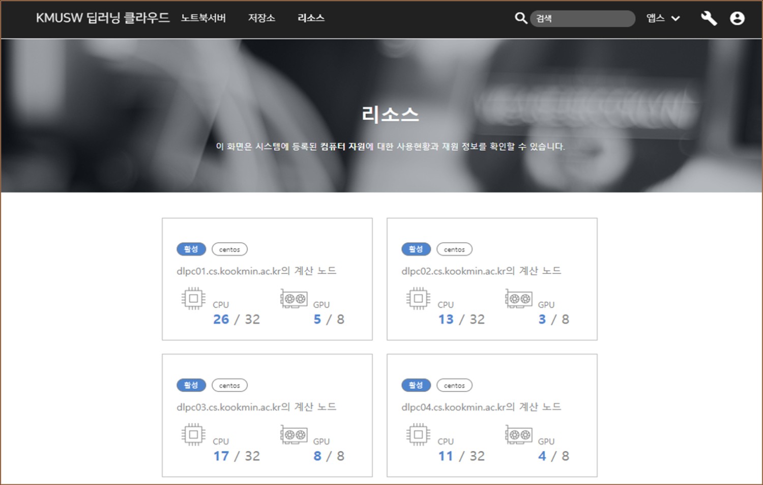 할당 가능한 리소스 대시보드